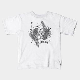 Zodiac Garden Floral Design: Pisces Kids T-Shirt